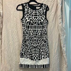 Nicole Miller Black and White Sleeveless Sheath Mini Dress